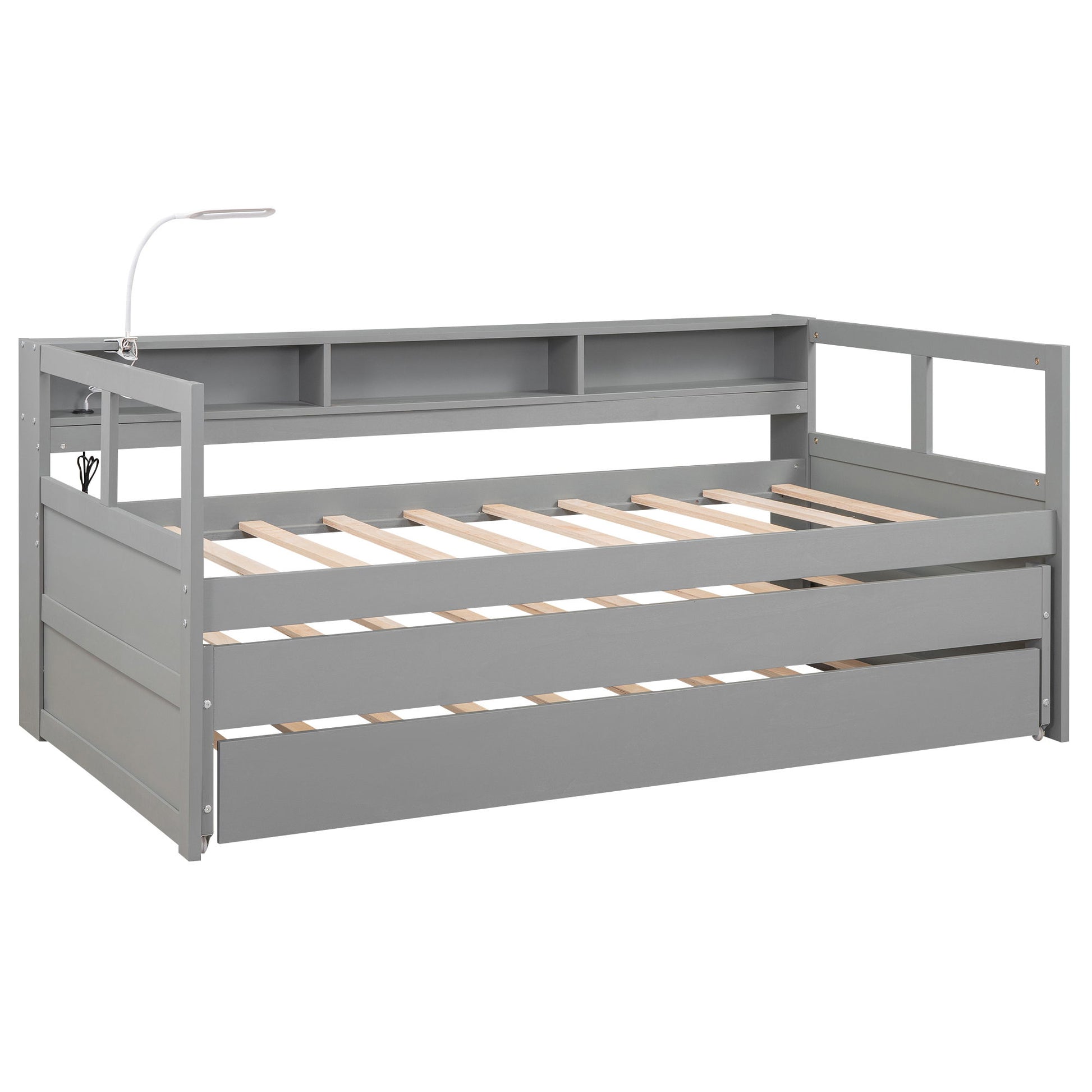 Daybed With 2 Trundles, 3 Storage Cubbies, Built In USB Charging Light - The Sleep Loft - Online Mattress Showroom NYC