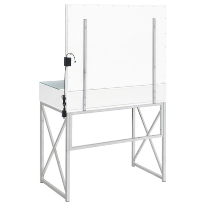 Eliza Vanity Set with Lighting & Stool White and Chrome