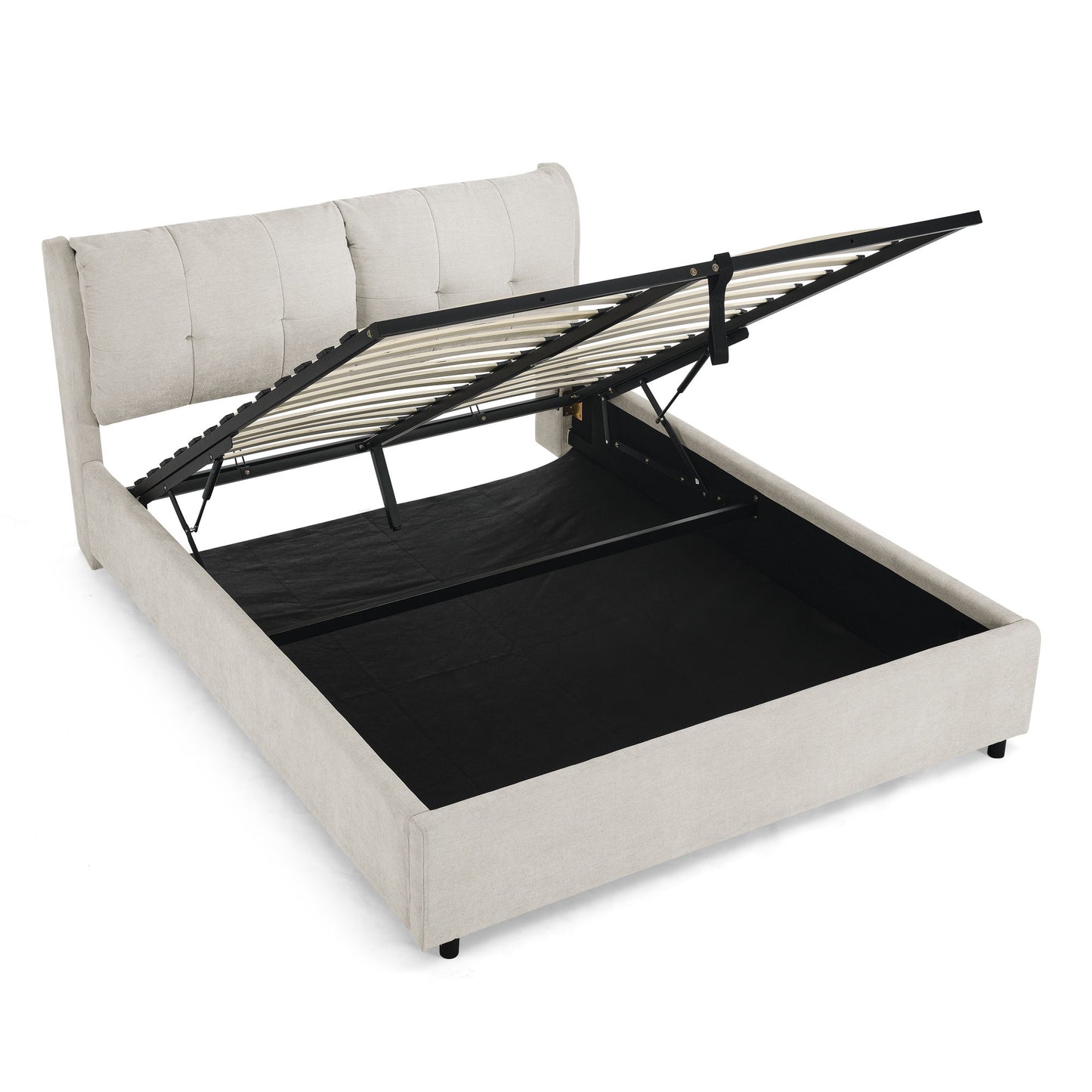 Storage Upholstered Hydraulic Platform Bed With Integrated Headboard - The Sleep Loft - Online Mattress Showroom NYC