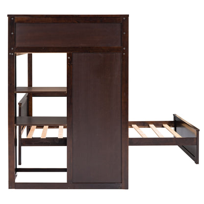 Loft Bed With A Stand Alone Bed, Shelves, Desk, And Wardrobe - The Sleep Loft - Online Mattress Showroom NYC