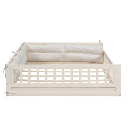 Upholstered Platform Bed With Guardrail And Pillow - The Sleep Loft - Online Mattress Showroom NYC