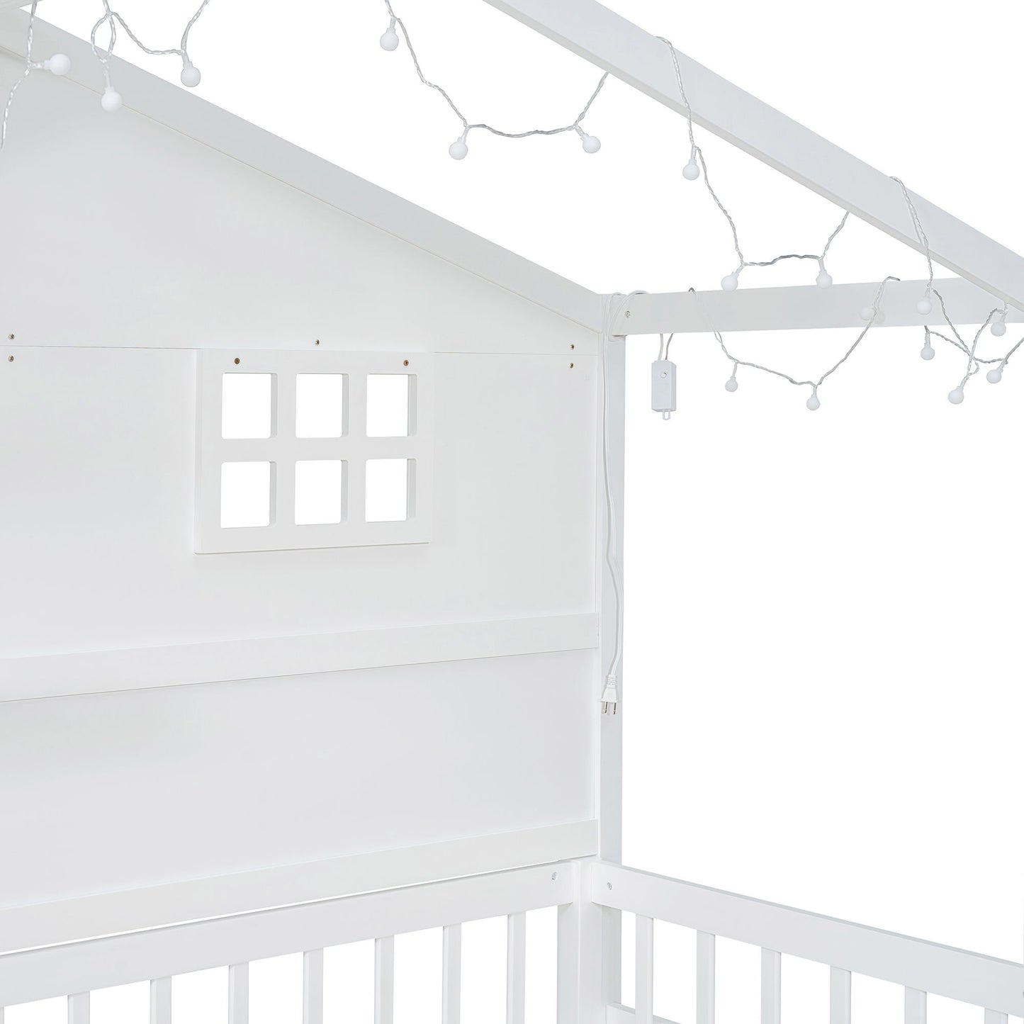 House Bed With Shelves, Window And Sparkling Light Strip On The Roof - The Sleep Loft - Online Mattress Showroom NYC