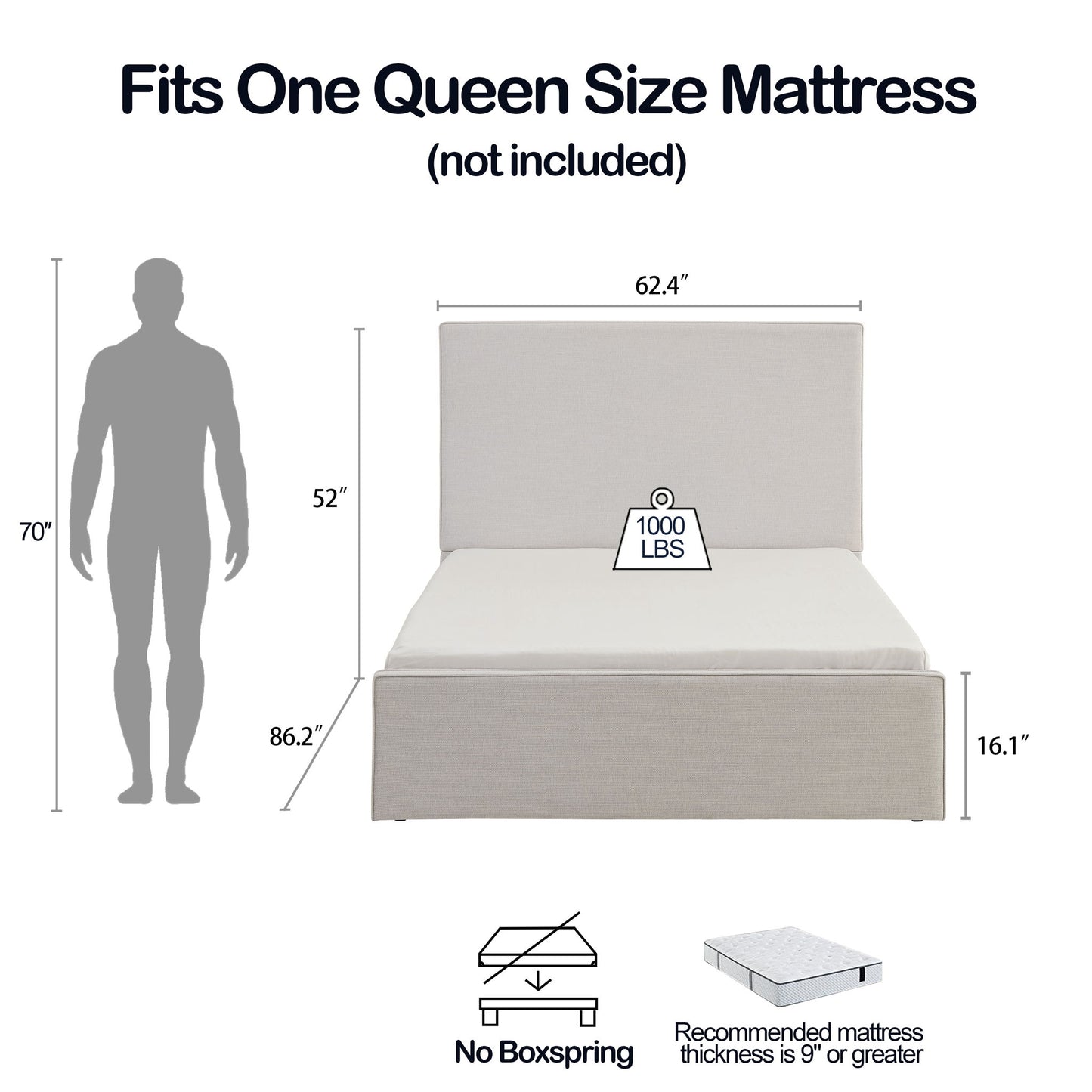 Lucas - Tall Headboard Upholstered Bed - The Sleep Loft - Online Mattress Showroom NYC