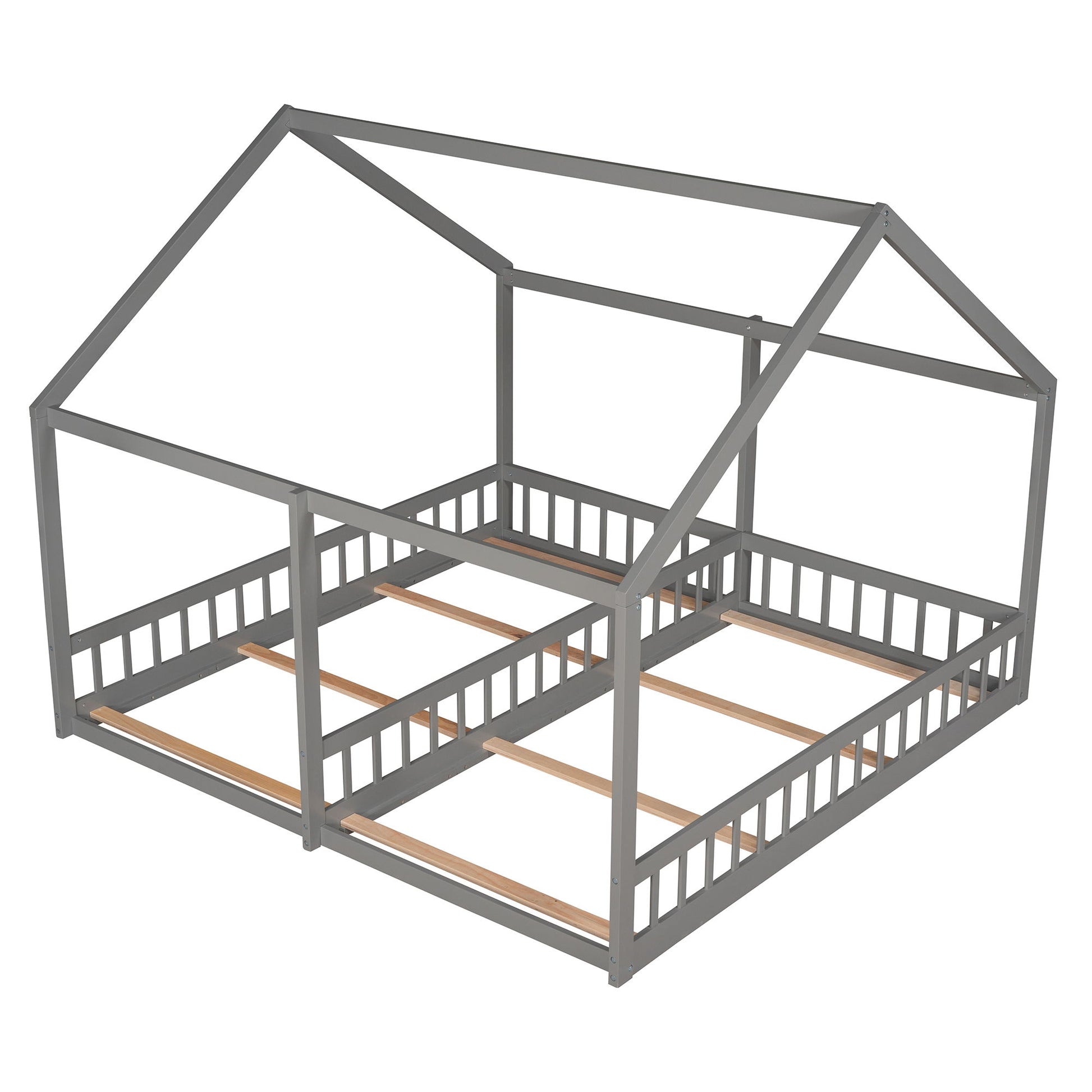 House Platform Beds, 2 Shared Beds, Metal Frame With Guardrails - The Sleep Loft - Online Mattress Showroom NYC
