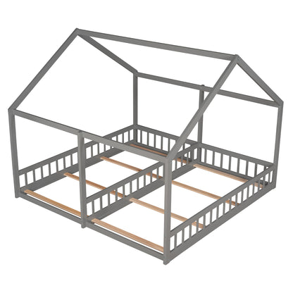 House Platform Beds, 2 Shared Beds, Metal Frame With Guardrails - The Sleep Loft - Online Mattress Showroom NYC