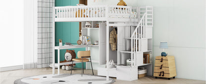 Loft Bed With Bookshelf, Drawers, Desk, And Wardrobe - The Sleep Loft - Online Mattress Showroom NYC