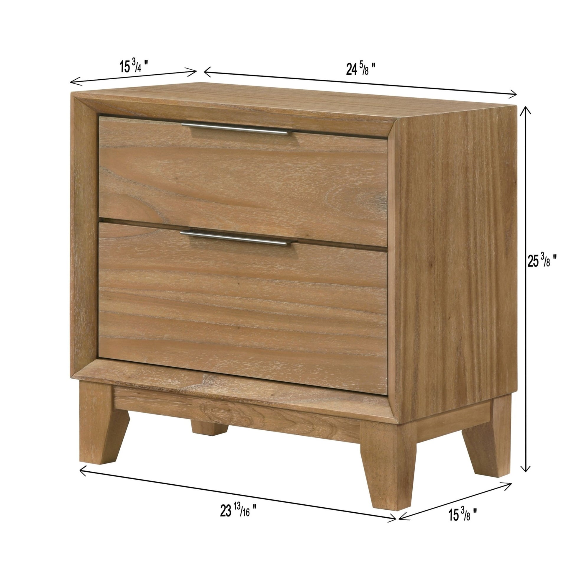 1 Piece 2 Drawer Nightstand - Natural Wood - The Sleep Loft - Online Mattress Showroom NYC