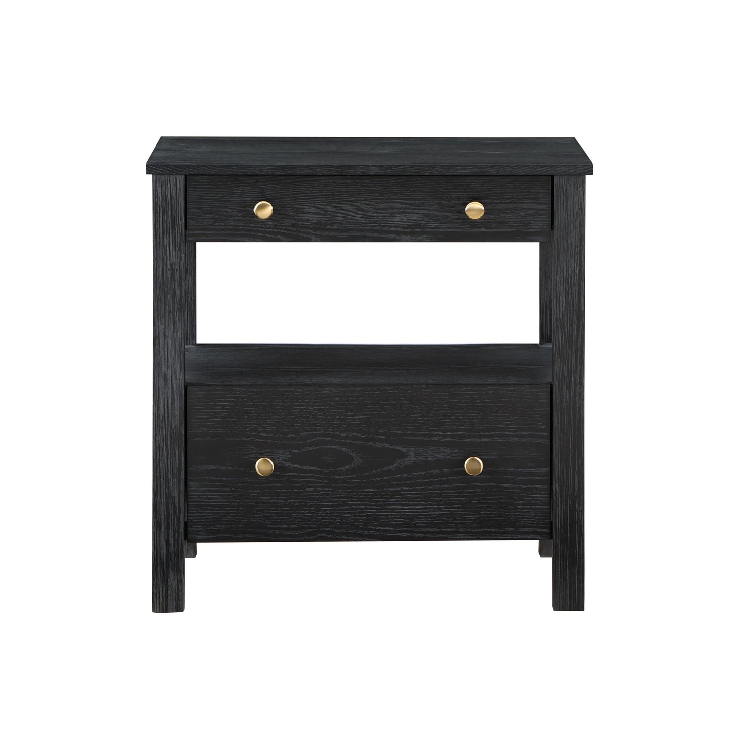 Danielle - 2 Drawer Nightstand With Knobs - Black - The Sleep Loft - Online Mattress Showroom NYC