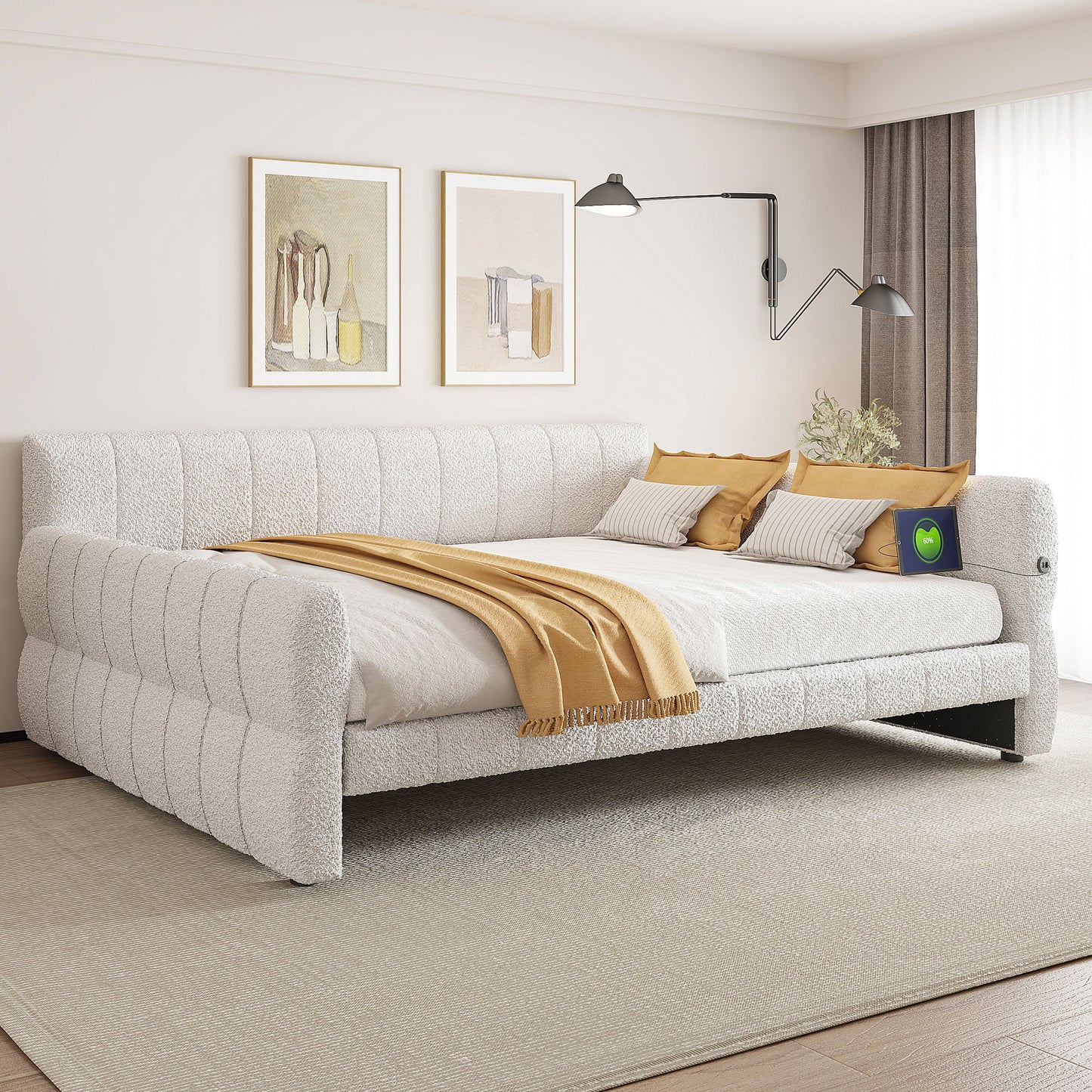 Upholstered Platform Bed With USB Charging - The Sleep Loft - Online Mattress Showroom NYC