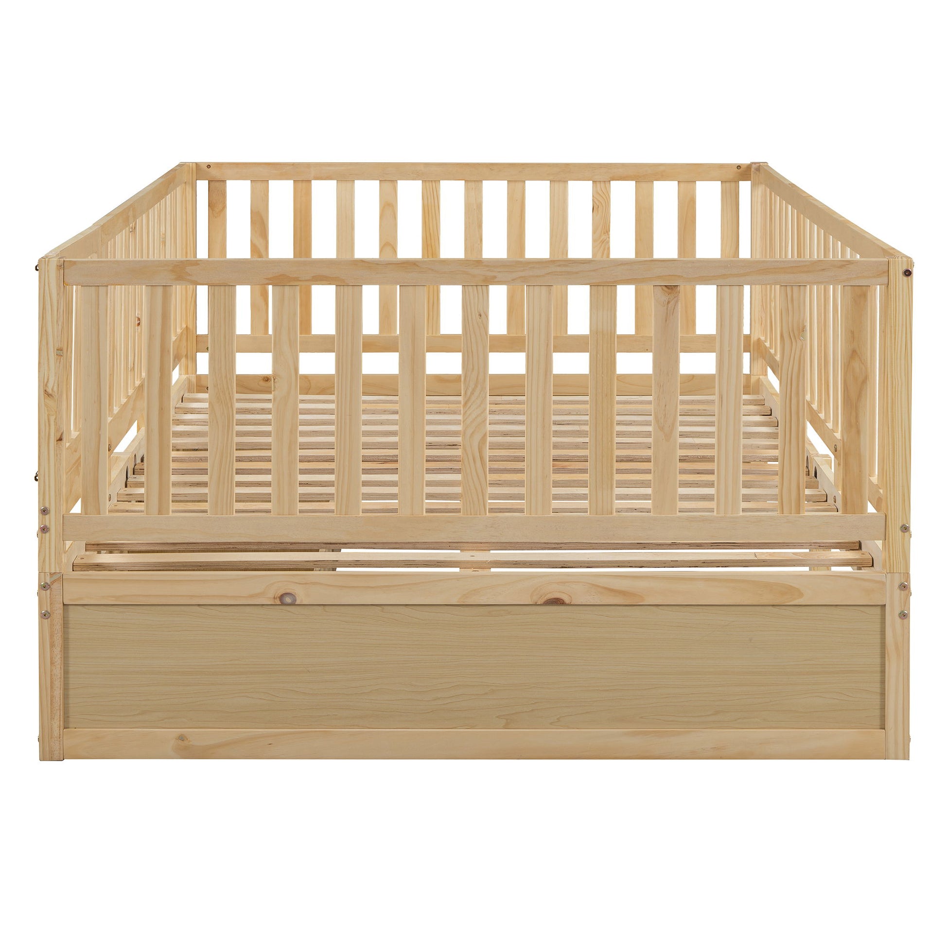 Daybed With Fence Guardrails And 2 Drawers, Split Into Independent Floor Bed & Daybed - The Sleep Loft - Online Mattress Showroom NYC