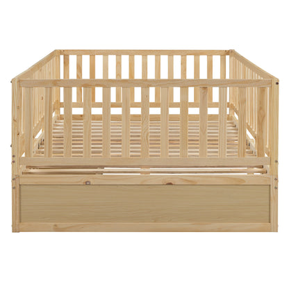Daybed With Fence Guardrails And 2 Drawers, Split Into Independent Floor Bed & Daybed - The Sleep Loft - Online Mattress Showroom NYC