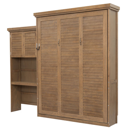 Queen Size Murphy Bed With Louvered Design And Multiple Storage Shelves - Wood - The Sleep Loft - Online Mattress Showroom NYC
