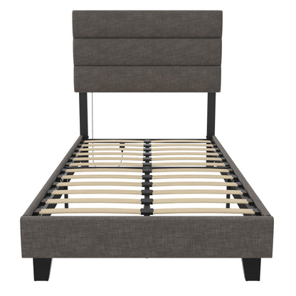Paloma - Twin Bed With Dual USB Port - Linen - The Sleep Loft - Online Mattress Showroom NYC