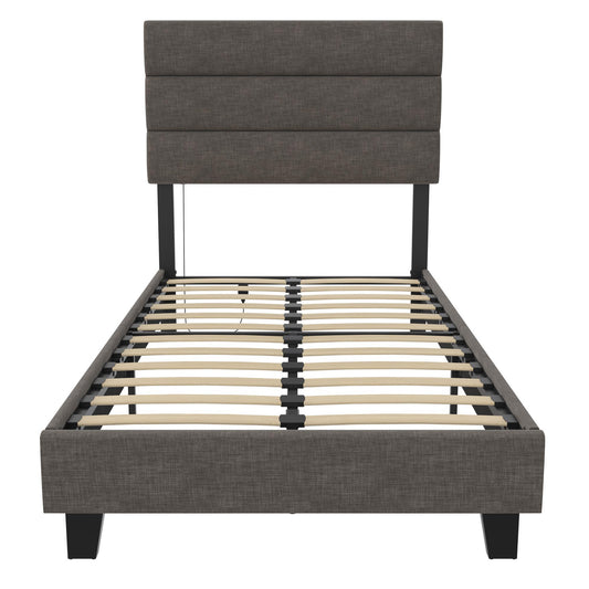 Paloma - Twin Bed With Dual USB Port - Linen - The Sleep Loft - Online Mattress Showroom NYC