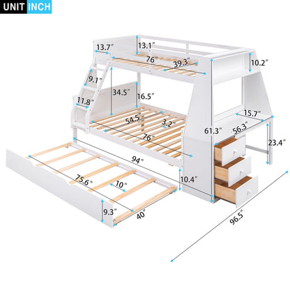 Bunk Bed With Trundle And Built In Desk, 3 Storage Drawers And Shelf - The Sleep Loft - Online Mattress Showroom NYC