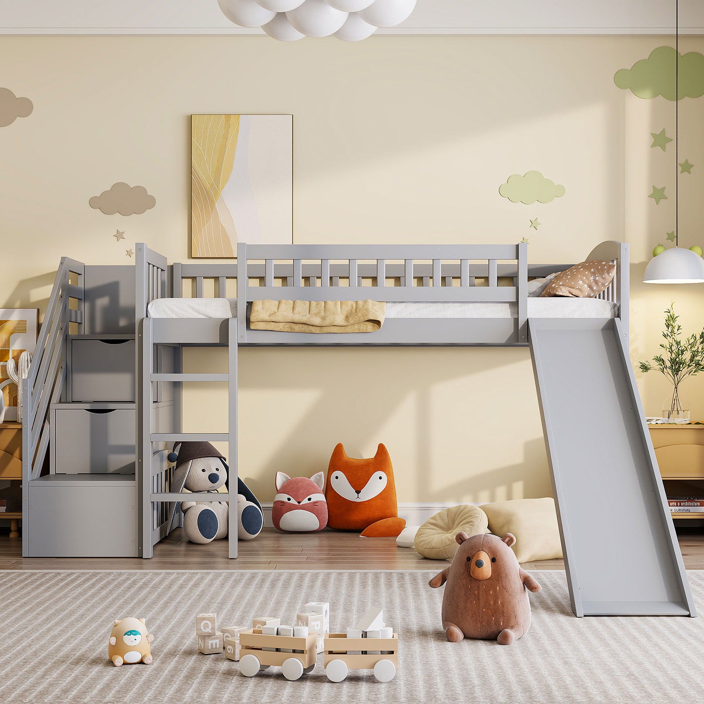 Loft Stairway Bed With 2 Drawers, Convertible Ladder And Slide - The Sleep Loft - Online Mattress Showroom NYC