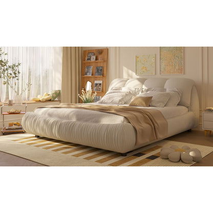 Luxury Upholstered Platform Bed With Oversized Padded Backrest And Solid Wood Frame - The Sleep Loft - Online Mattress Showroom NYC