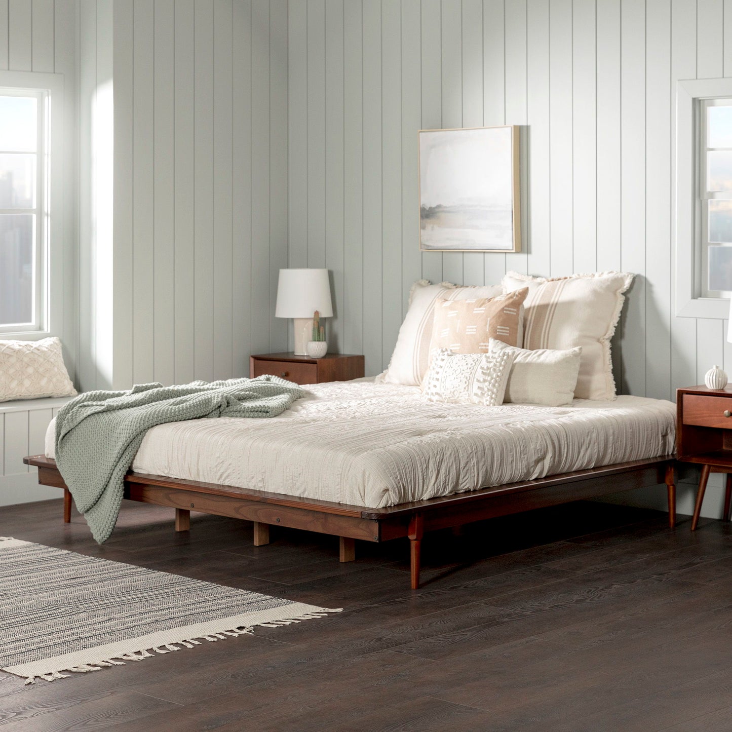 King Platform Bed Frame - Walnut