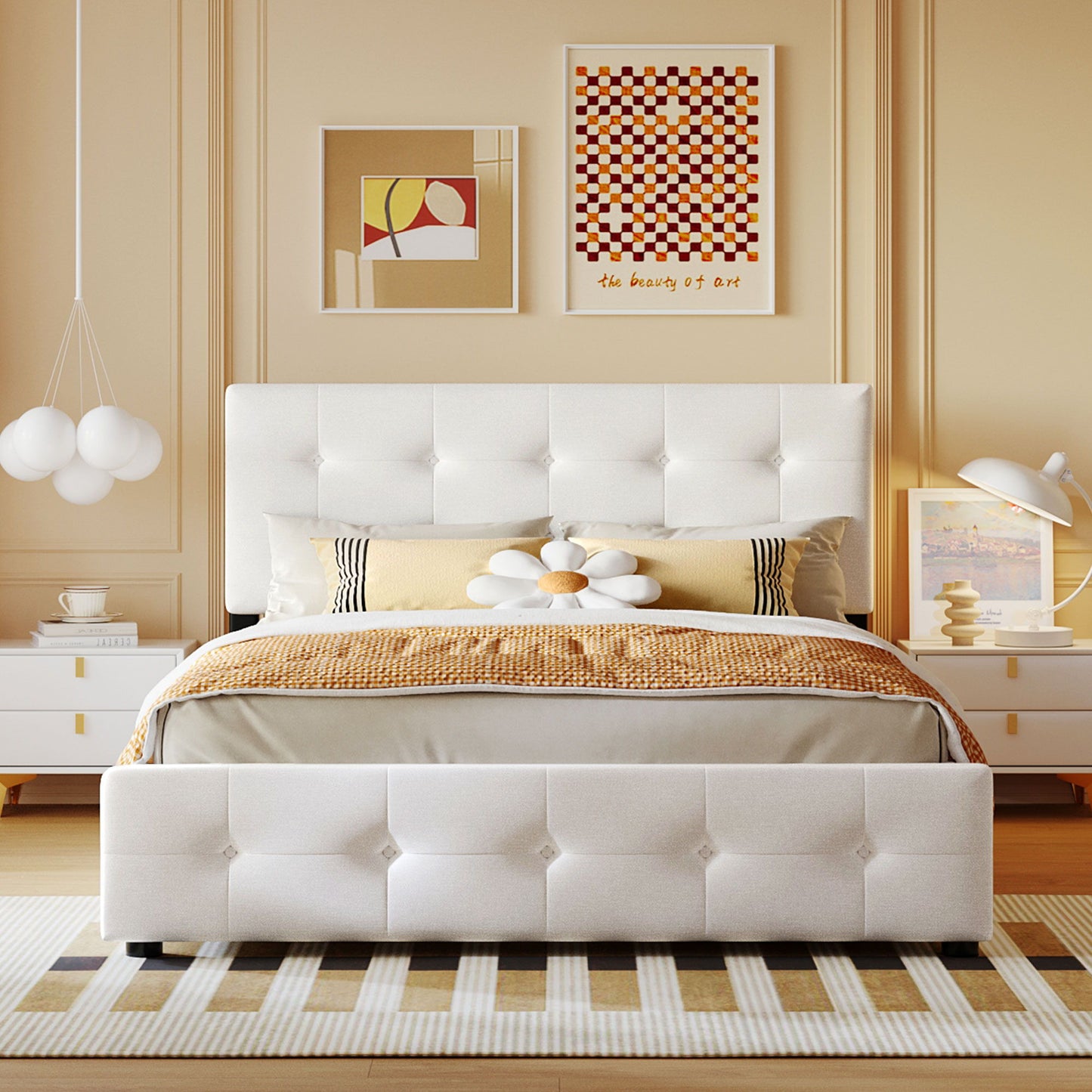 Upholstered Platform Bed With Classic Headboard And Drawers, No Box Spring Needed - The Sleep Loft - Online Mattress Showroom NYC