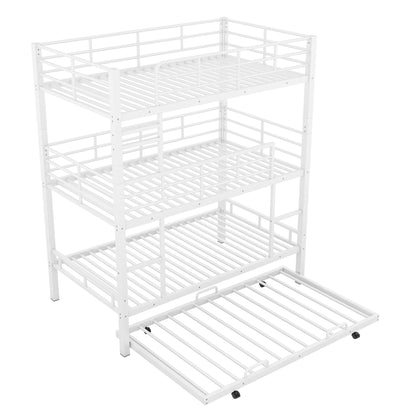 Triple Bunk Bed With Trundle, Heavy Duty Steel Construction - The Sleep Loft - Online Mattress Showroom NYC