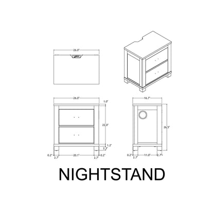Augusta - Nightstand With Top, 2 Drawers, Block Feet - Beige Brown - The Sleep Loft - Online Mattress Showroom NYC