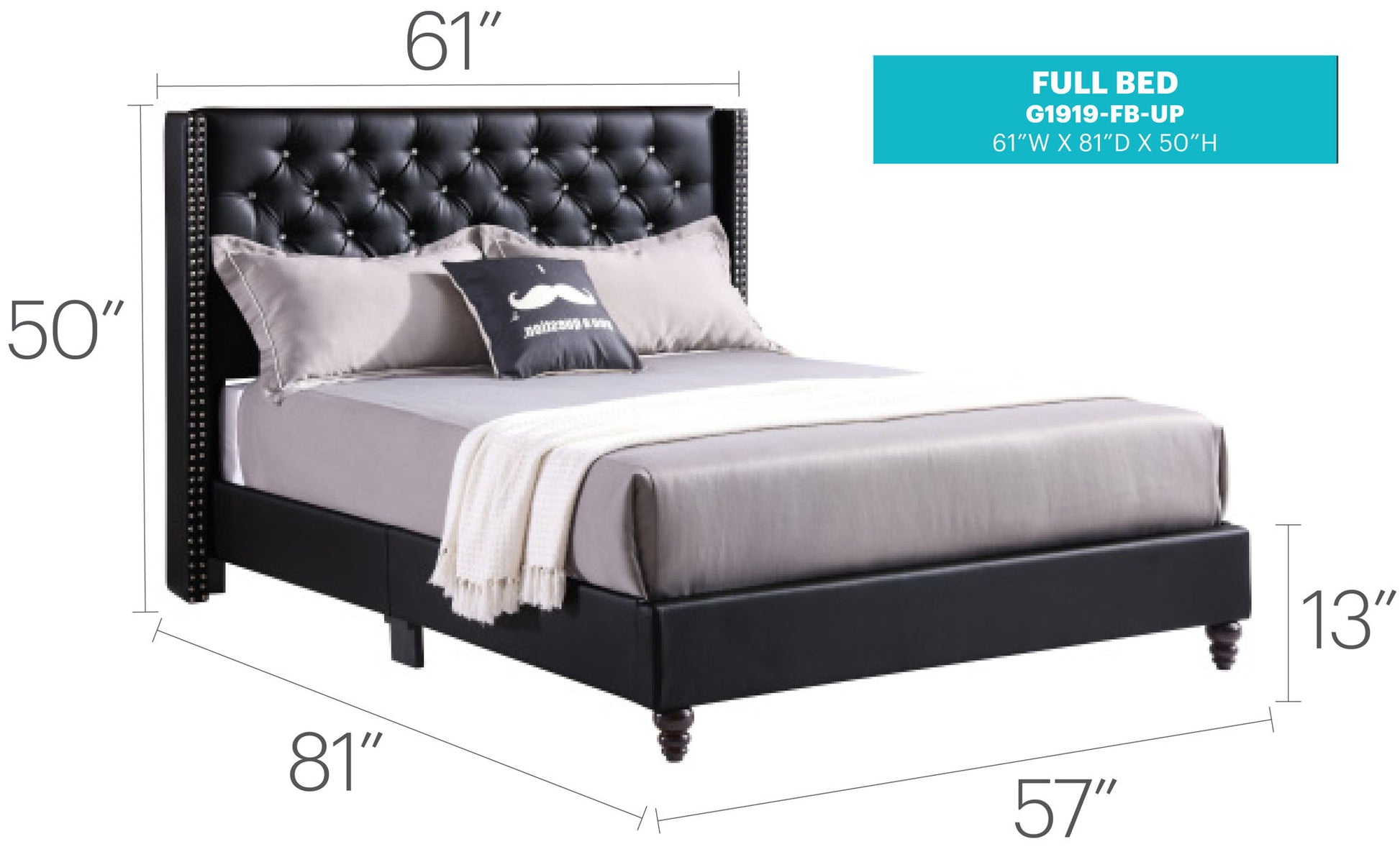Upholstered Nailhead Trim Chic Bed - The Sleep Loft - Online Mattress Showroom NYC