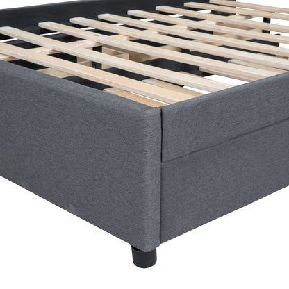 Upholstered Platform Bed With Brick Pattern Headboard And Twin Long Size Trundle - The Sleep Loft - Online Mattress Showroom NYC
