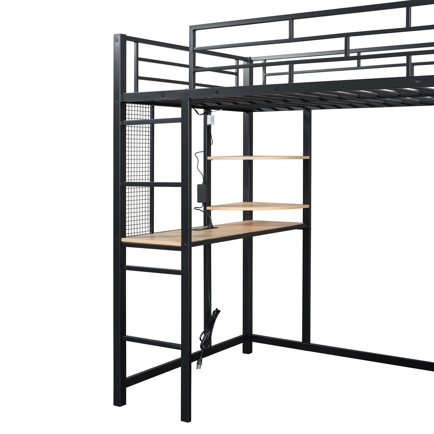 Loft Bed With Desk, Shelves, Power Outlet, LED Light And Wardrobe - The Sleep Loft - Online Mattress Showroom NYC