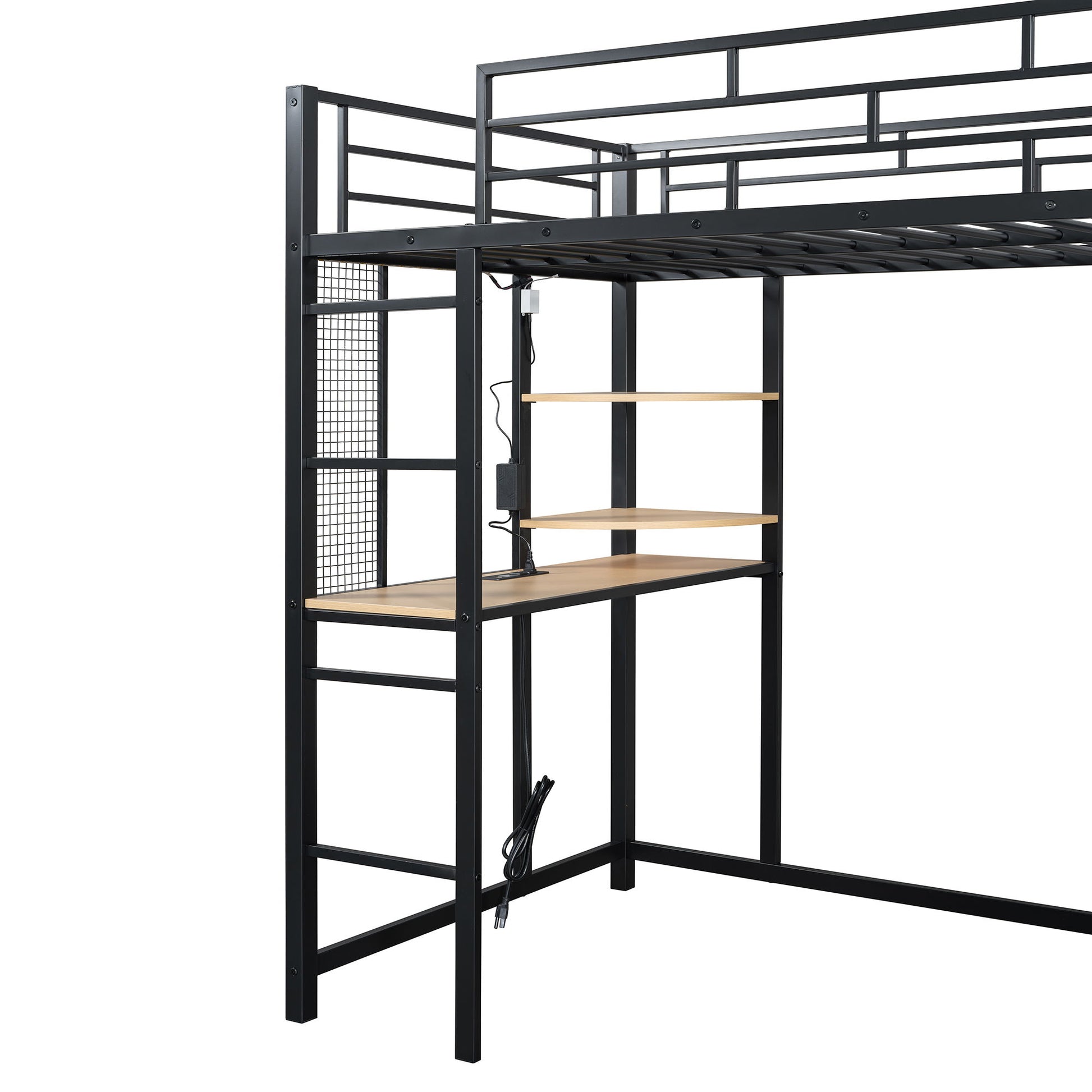 Loft Bed With Desk, Shelves, Power Outlet, LED Light And Wardrobe - The Sleep Loft - Online Mattress Showroom NYC