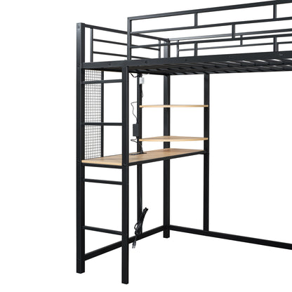 Loft Bed With Desk, Shelves, Power Outlet, LED Light And Wardrobe - The Sleep Loft - Online Mattress Showroom NYC