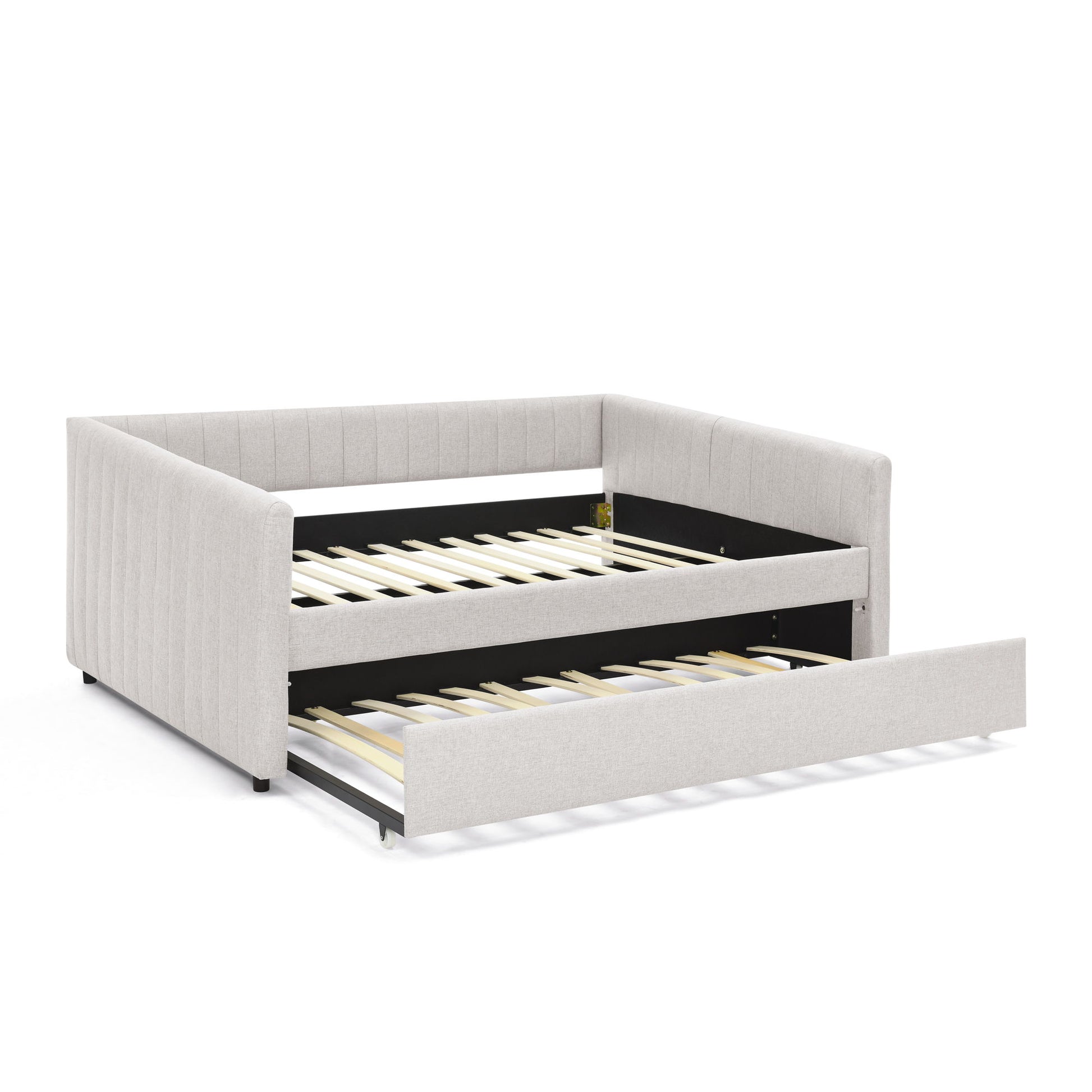 Upholstered Daybed With Trundle With Vertical Stripes - The Sleep Loft - Online Mattress Showroom NYC
