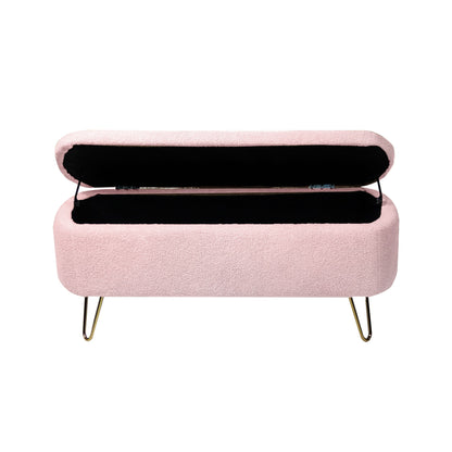 Storage Ottoman Bench For End Of Bed Legs, Modern Camel Faux Fur Entryway Bench Upholstered Padded With Storage For Living Room Bedroom - The Sleep Loft - Online Mattress Showroom NYC