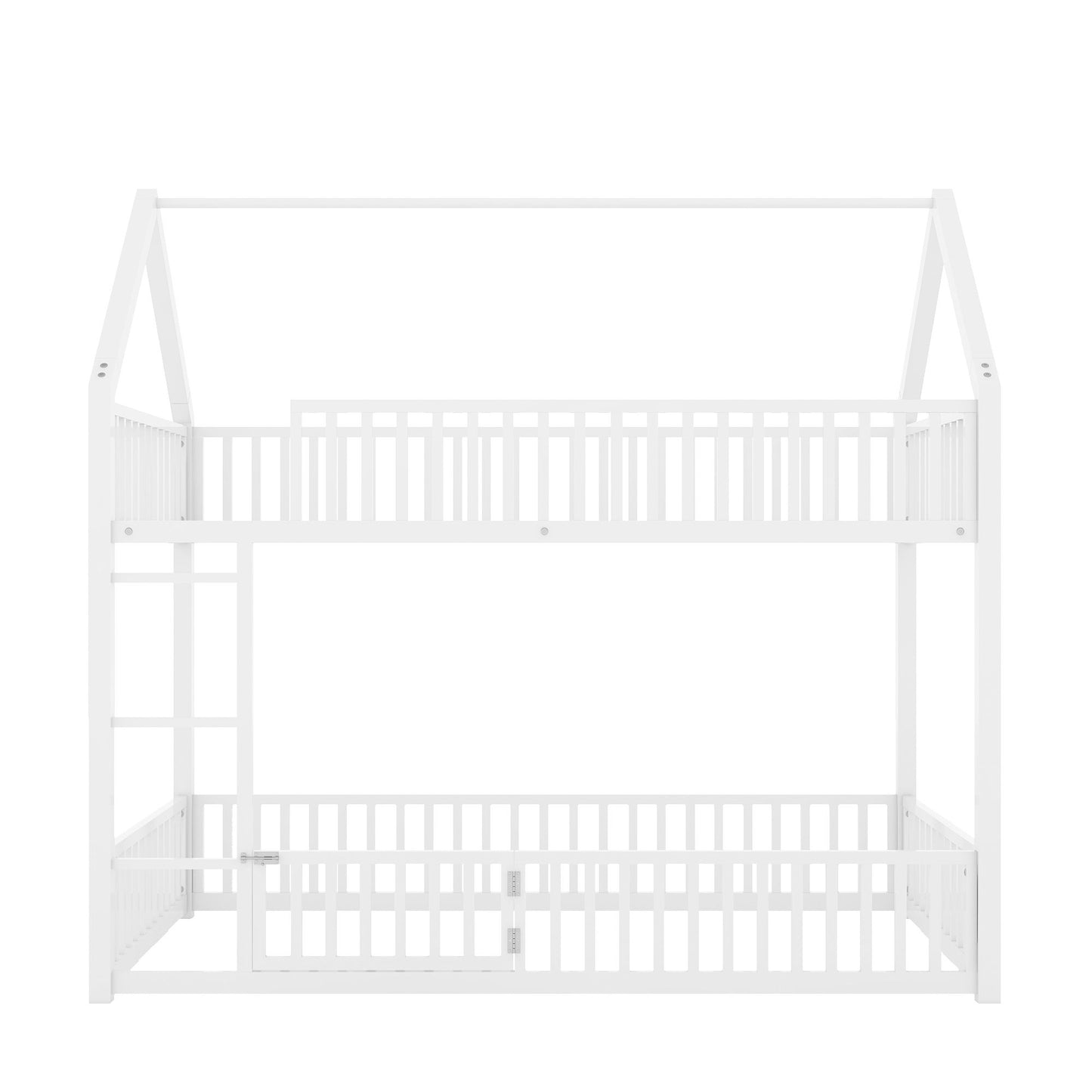 Metal House Bunk Bed With Fence And Door - The Sleep Loft - Online Mattress Showroom NYC
