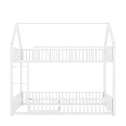 Metal House Bunk Bed With Fence And Door - The Sleep Loft - Online Mattress Showroom NYC