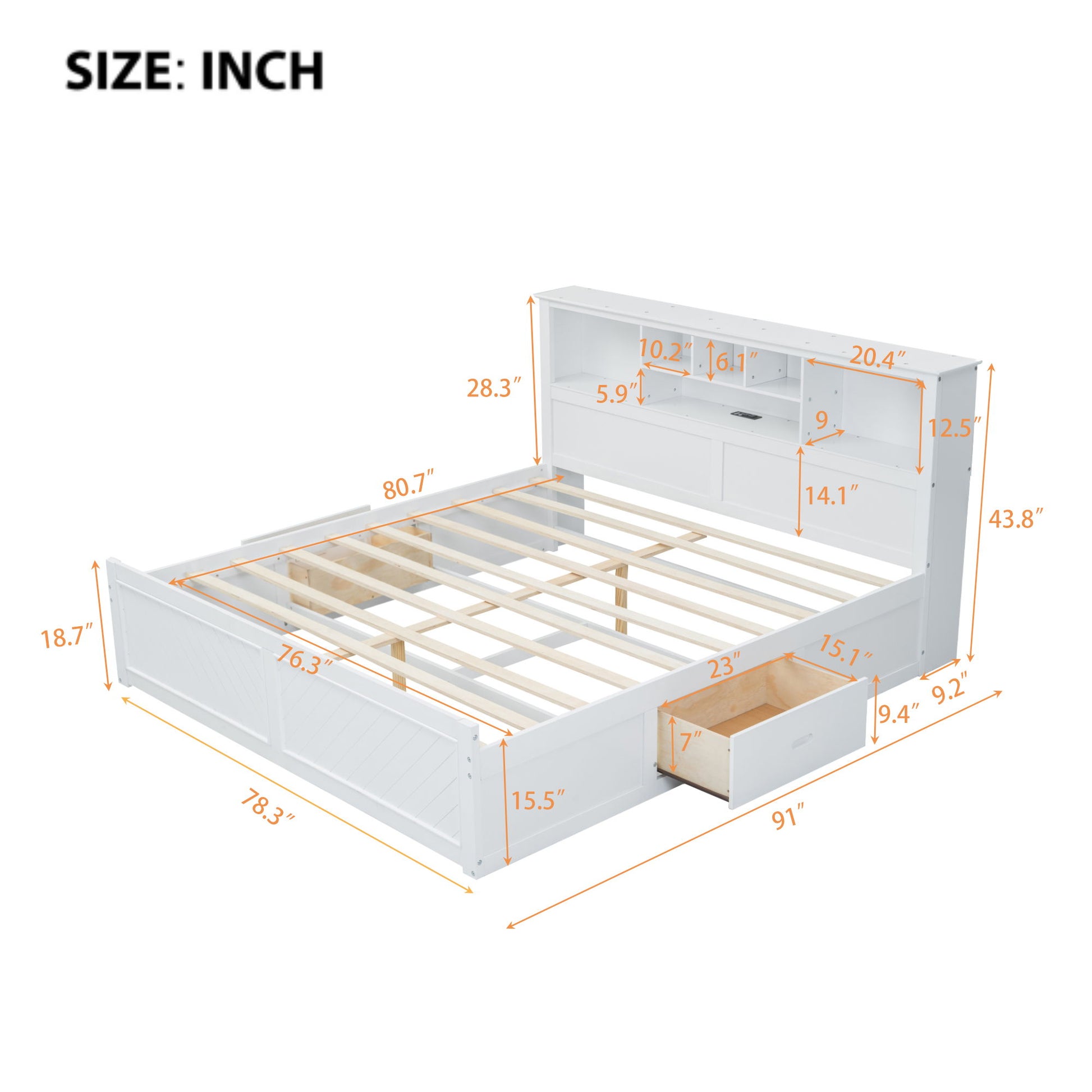 Platform Bed With Multi Storage Headboard, USB And Drawers - The Sleep Loft - Online Mattress Showroom NYC