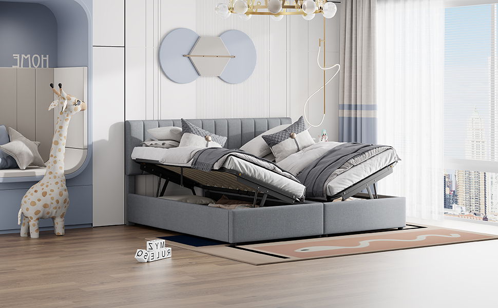 Upholstered Platform Bed With A Hydraulic Storage System - The Sleep Loft - Online Mattress Showroom NYC