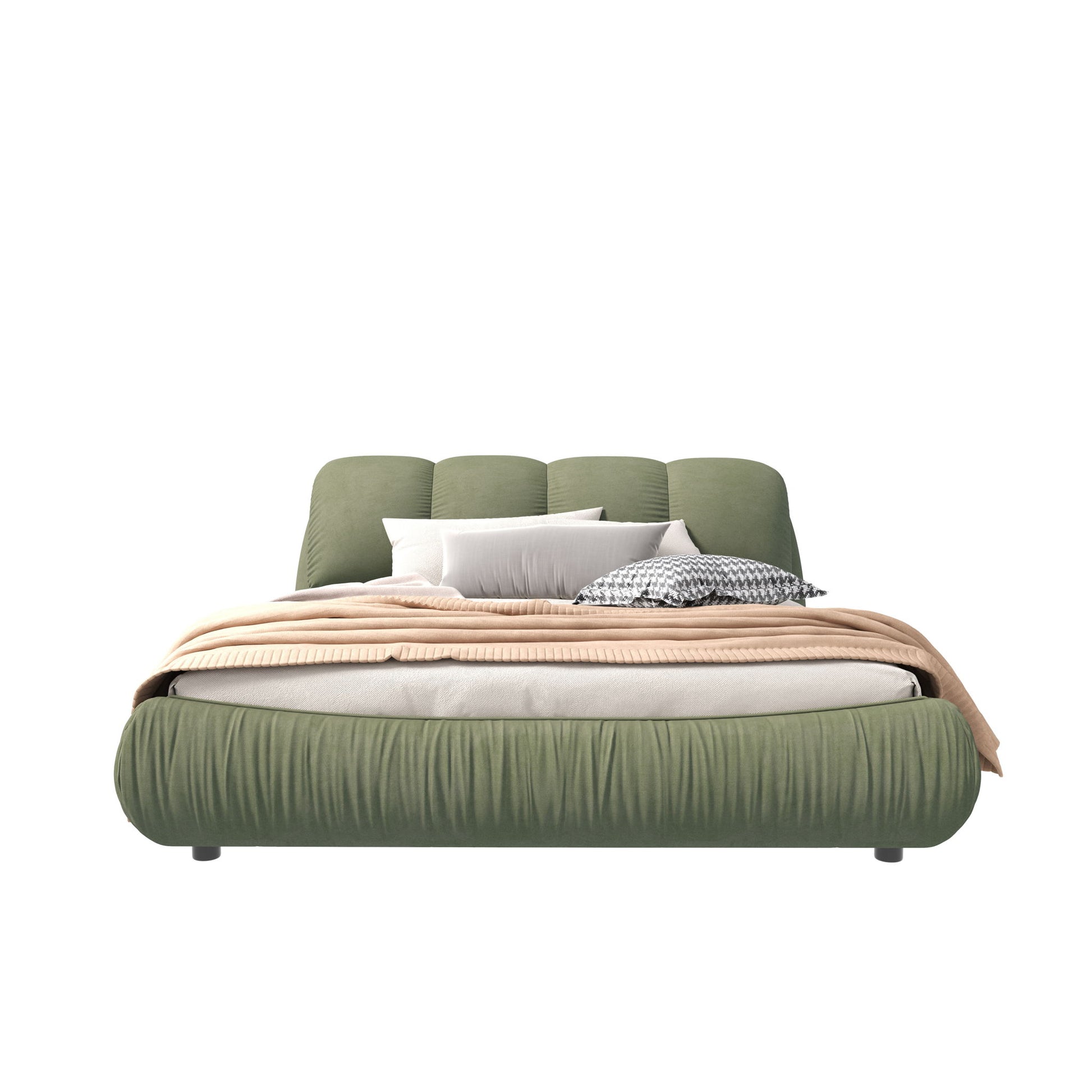 Luxury Upholstered Platform Bed With Oversized Padded Backrest And Solid Wood Frame - The Sleep Loft - Online Mattress Showroom NYC