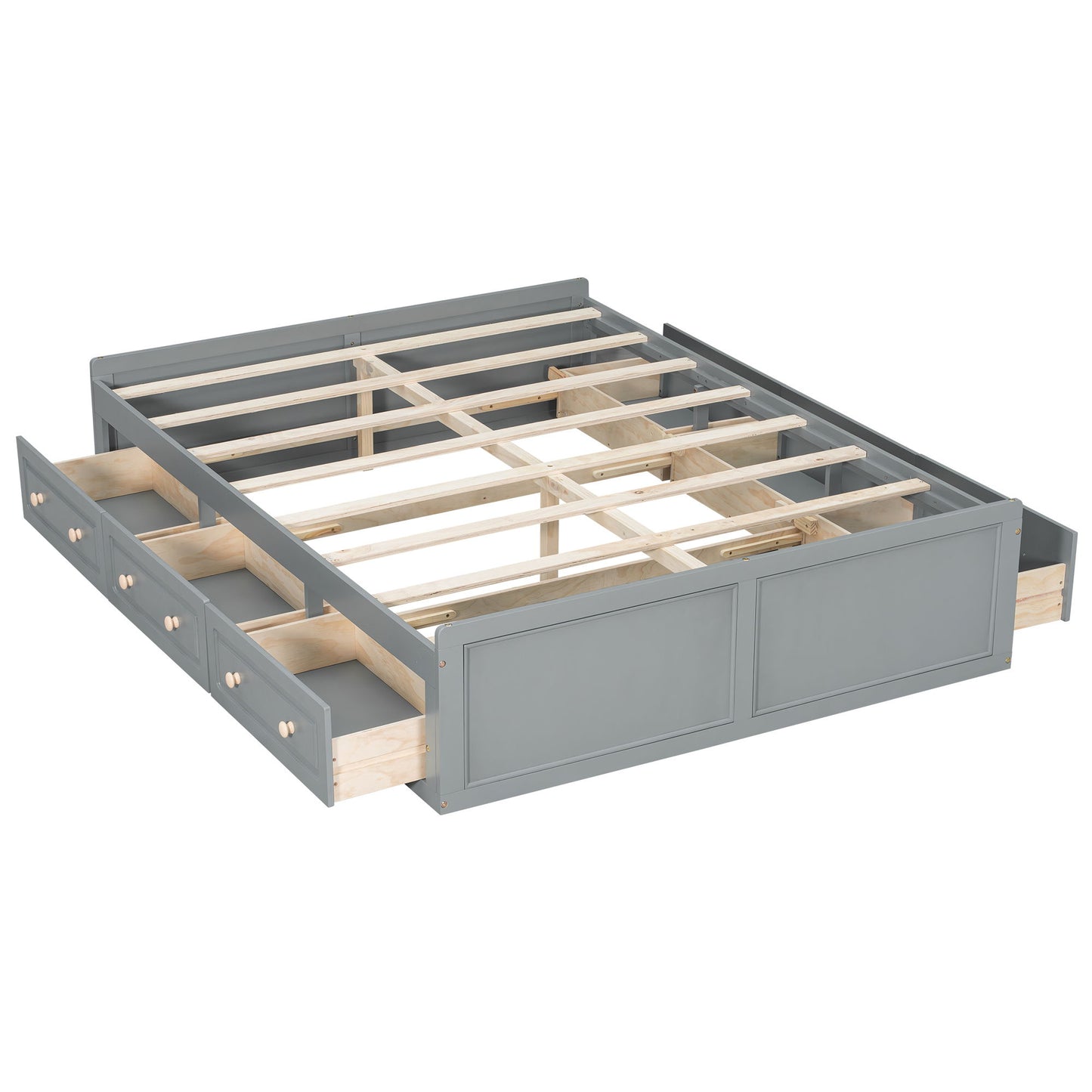 Queen Size Platform Bed Frame With 6 Drawers - Gray - The Sleep Loft - Online Mattress Showroom NYC