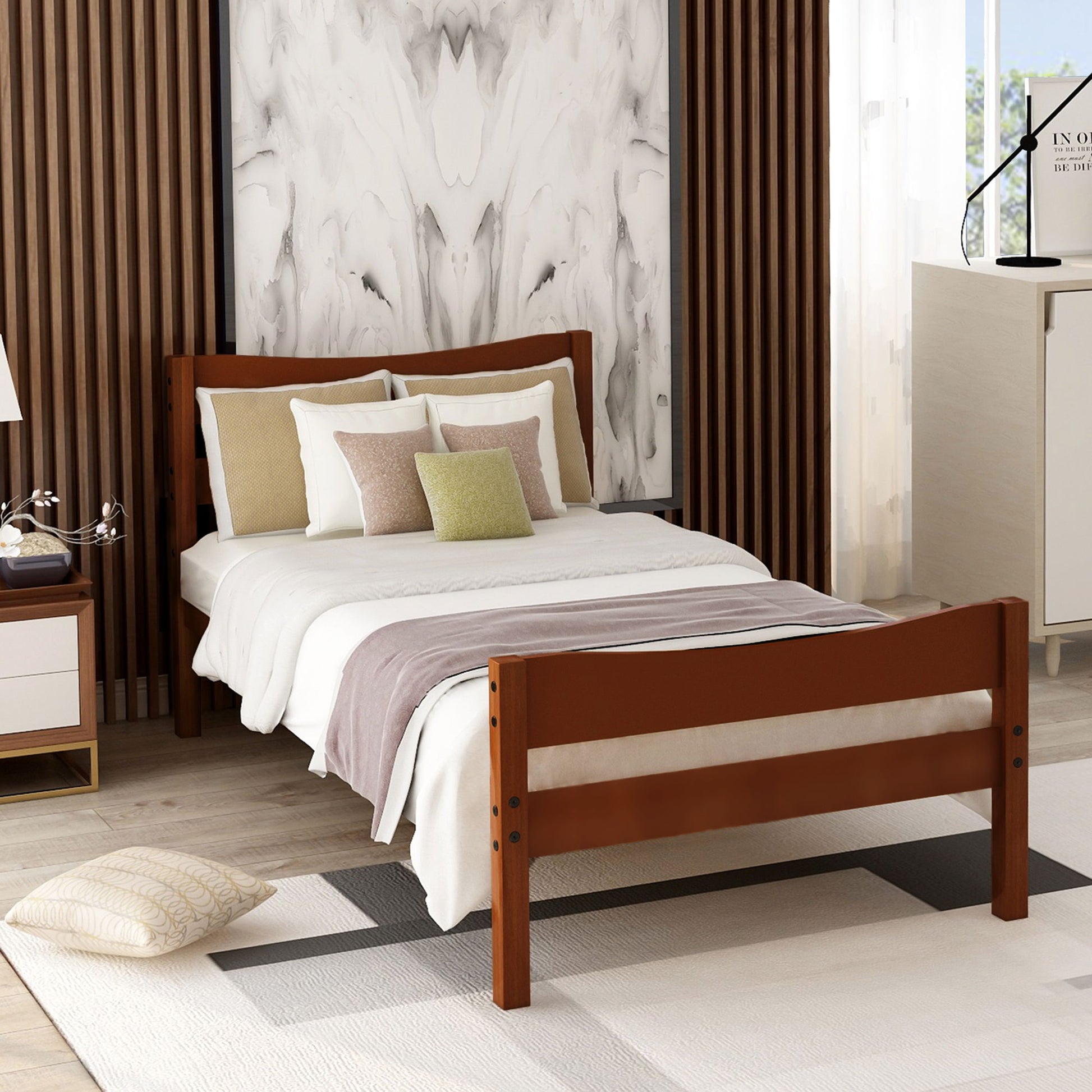Twin Size Platform Bed With Headboard And Wooden Slat Support - The Sleep Loft - Online Mattress Showroom NYC
