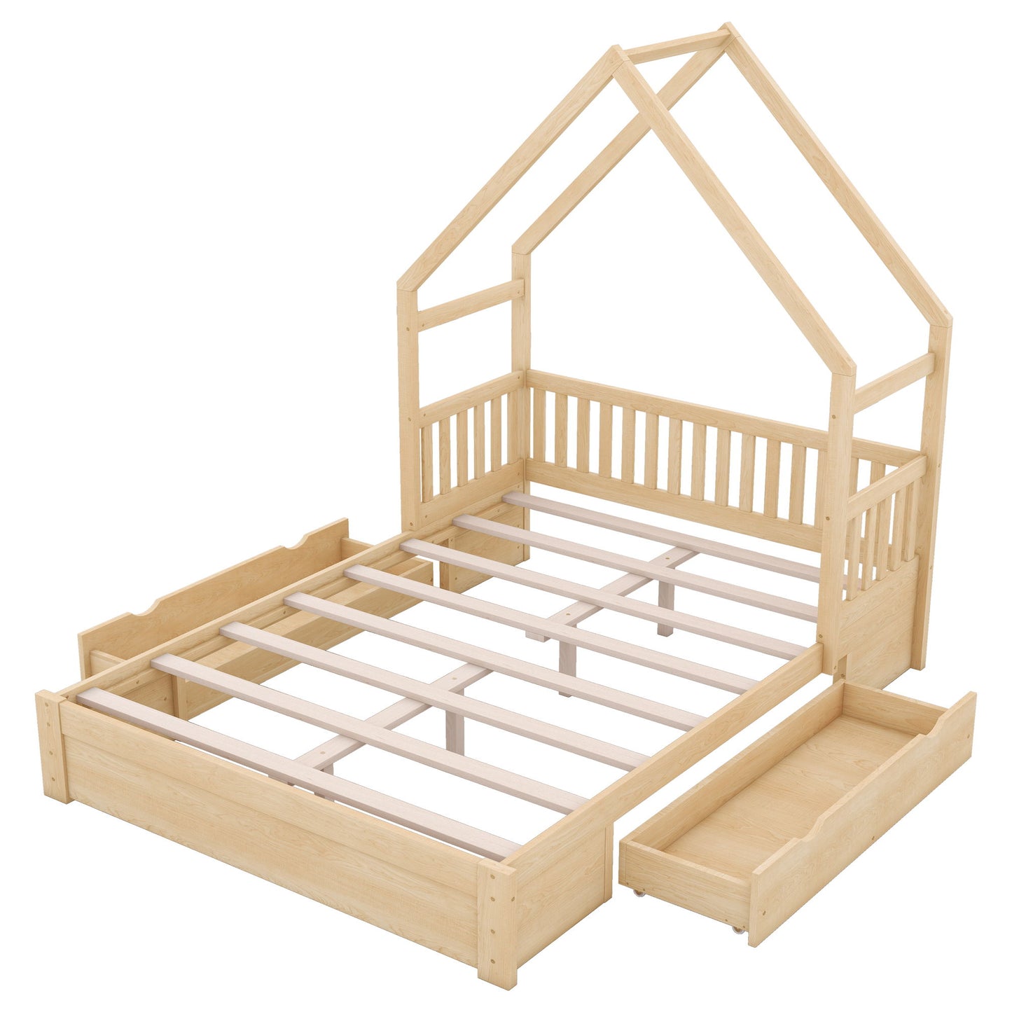 House Style Platform Bed With Guardrail And 2 Drawers - The Sleep Loft - Online Mattress Showroom NYC