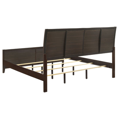 Eastern King Panel Bed With Upholstered Headboard And Footboard - Cappuccino - The Sleep Loft - Online Mattress Showroom NYC