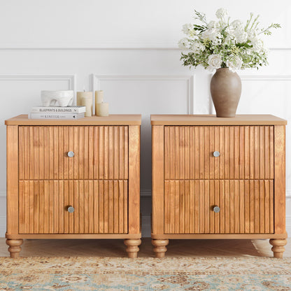 Modern Fluted Nightstand With 3 Drawers - The Sleep Loft - Online Mattress Showroom NYC