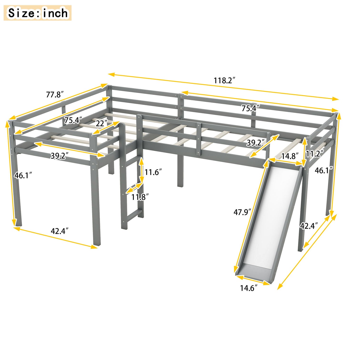 L Shaped Loft Bed With Ladder And Slide - The Sleep Loft - Online Mattress Showroom NYC