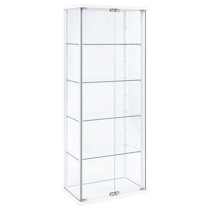 Delphinium 4-Shelf Clear Glass Curio Display Cabinet White