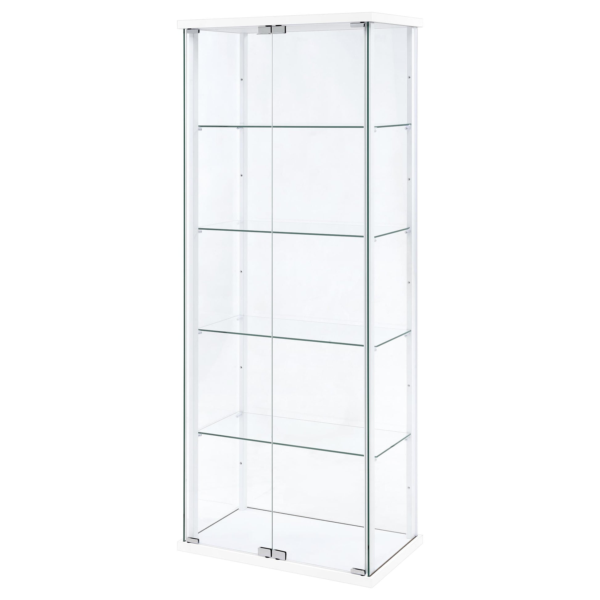 Delphinium 4-Shelf Clear Glass Curio Display Cabinet White