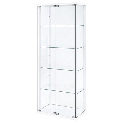 Delphinium 4-Shelf Clear Glass Curio Display Cabinet White
