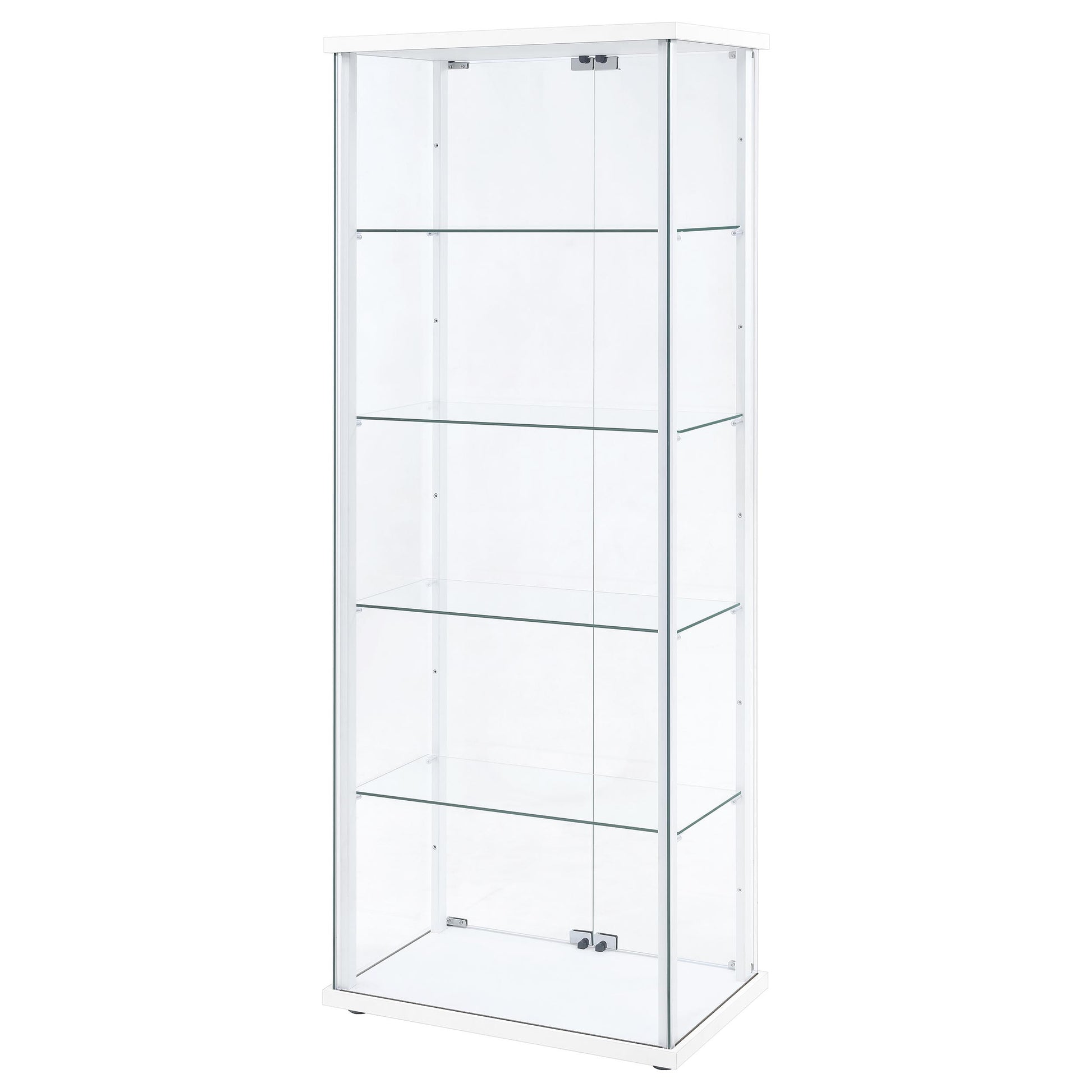 Delphinium 4-Shelf Clear Glass Curio Display Cabinet White