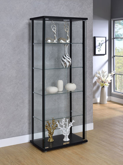 Delphinium 4-Shelf Clear Glass Curio Display Cabinet Black