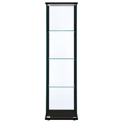 Cyclamen 4-shelf Clear Glass Curio Display Cabinet Black