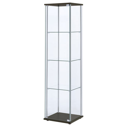 Bellatrix 3-shelf Clear Glass Curio Cabinet Cappuccino